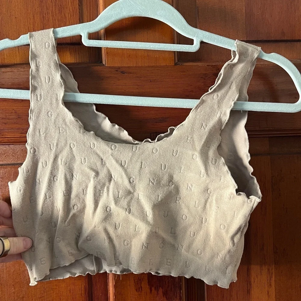 Lounge Logo Knit Crop Top Bralette | Y2K Cozycore Soft Girl Beige | Size L - Picture 5 of 6